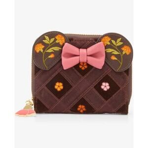 Disney Minnie Mouse Velvet Floral Ears Small Zip Wallet - BoxLunch Exclusive NWT